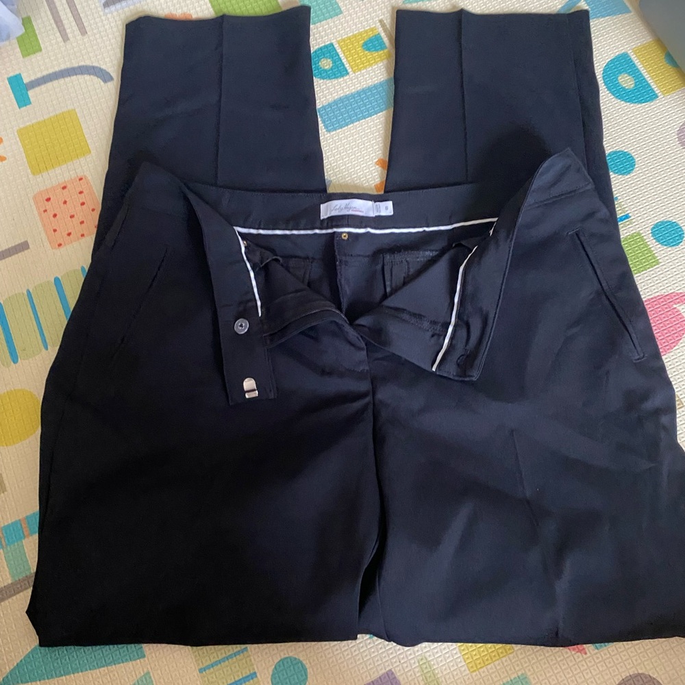 Lady Hagen Black Tailored Trousers with Flat Front golf pants